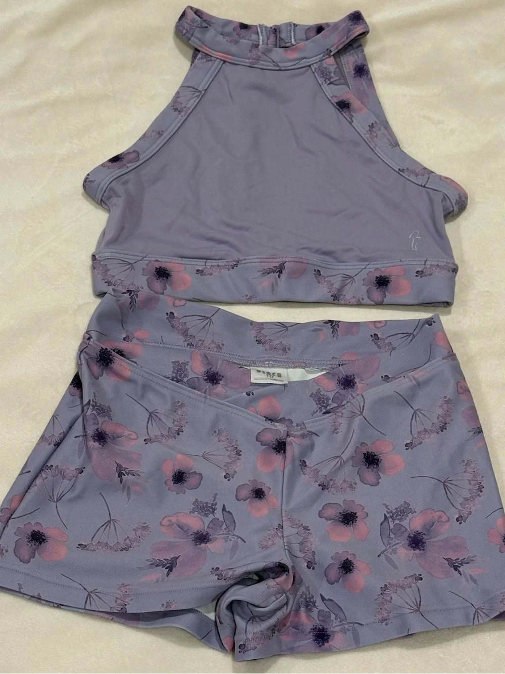 Bloch Lavender Floral Girls Matching Crop Top and Shorts Set